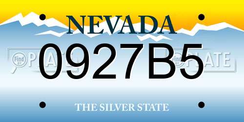 0927B5 Nevada License Plate