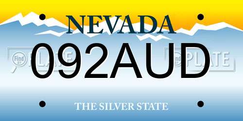 092AUD Nevada License Plate