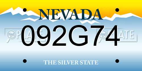 092G74 Nevada License Plate