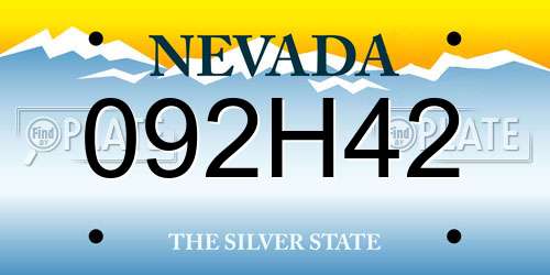 092H42 Nevada License Plate