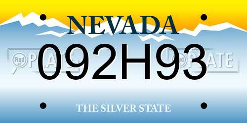 092H93 Nevada License Plate