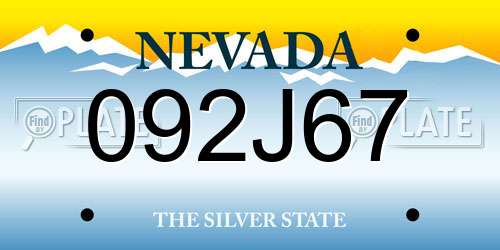 092J67 Nevada License Plate