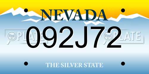 092J72 Nevada License Plate