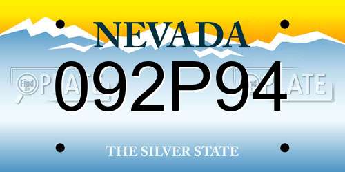092P94 Nevada License Plate
