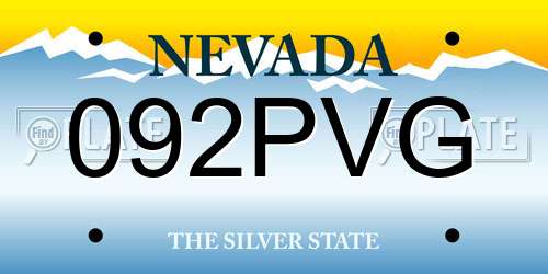 092PVG Nevada License Plate