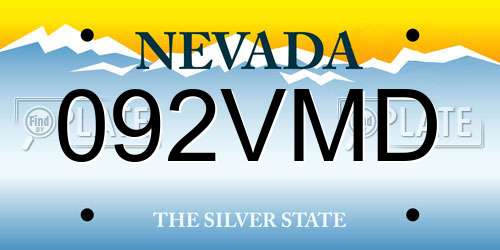 092VMD Nevada License Plate
