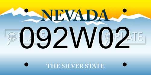 092W02 Nevada License Plate