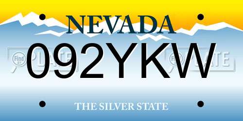 092YKW Nevada License Plate