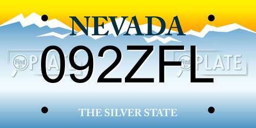 092ZFL Nevada License Plate