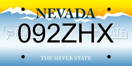 092ZHX Nevada License Plate