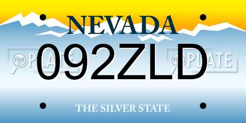 092ZLD Nevada License Plate