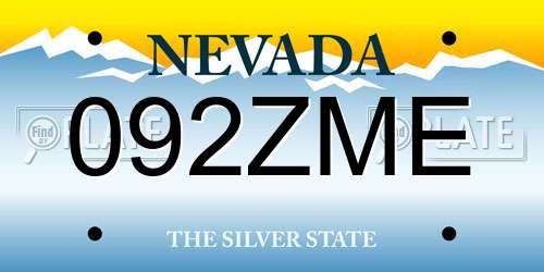092ZME Nevada License Plate