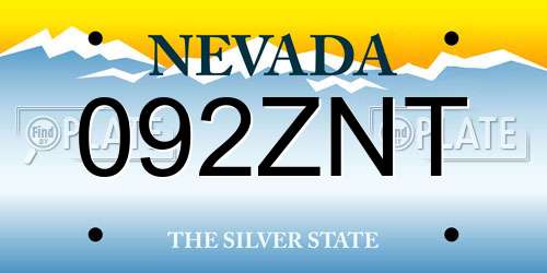 092ZNT Nevada License Plate