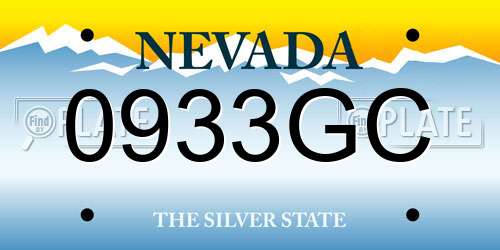0933GC Nevada License Plate