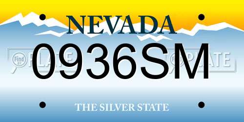 0936SM Nevada License Plate