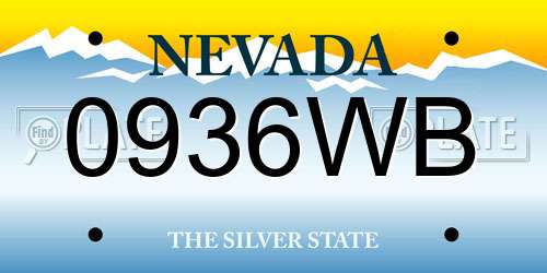 0936WB Nevada License Plate