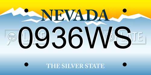 0936WS Nevada License Plate