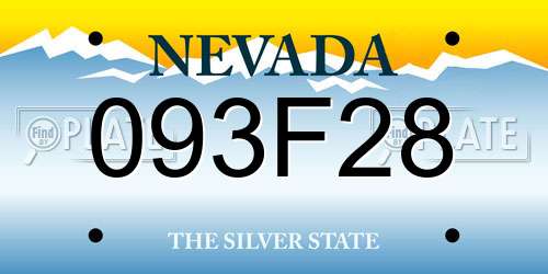 093F28 Nevada License Plate