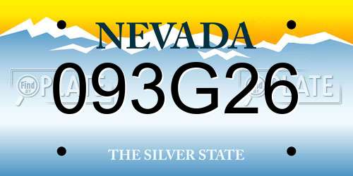 093G26 Nevada License Plate