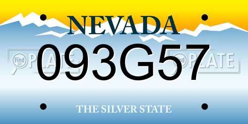 093G57 Nevada License Plate