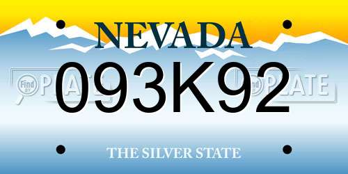 093K92 Nevada License Plate