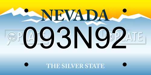 093N92 Nevada License Plate