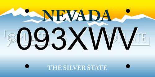 093XWV Nevada License Plate