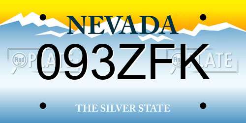 093ZFK Nevada License Plate