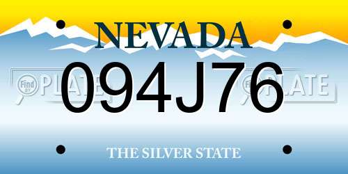 094J76 Nevada License Plate