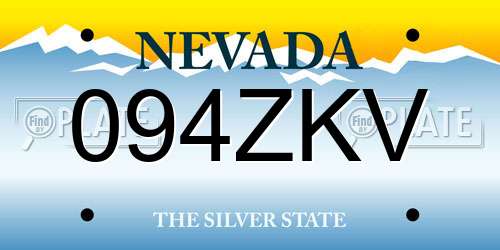 094ZKV Nevada License Plate