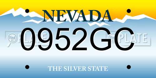 0952GC Nevada License Plate