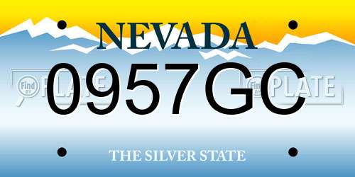 0957GC Nevada License Plate