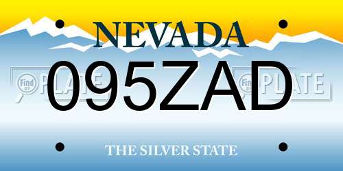 095ZAD Nevada License Plate