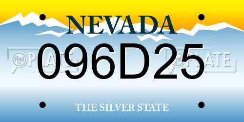 096D25 Nevada License Plate