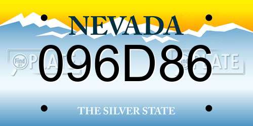 096D86 Nevada License Plate