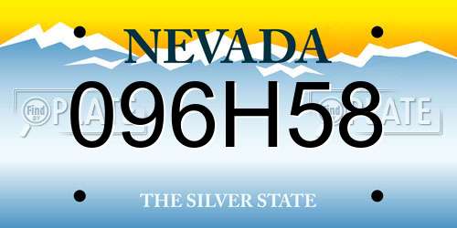 096H58 Nevada License Plate
