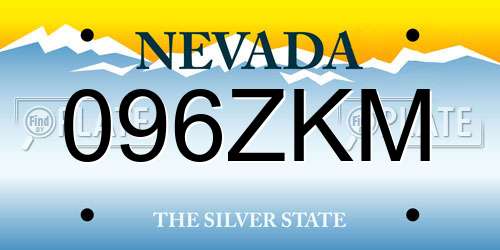 096ZKM Nevada License Plate