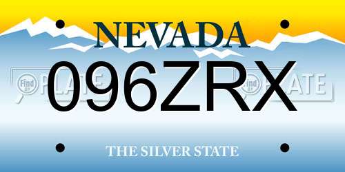 096ZRX Nevada License Plate