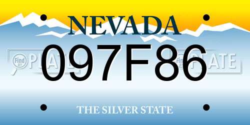 097F86 Nevada License Plate