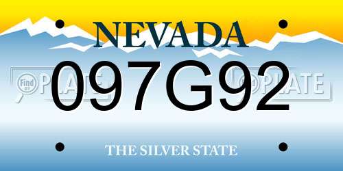 097G92 Nevada License Plate
