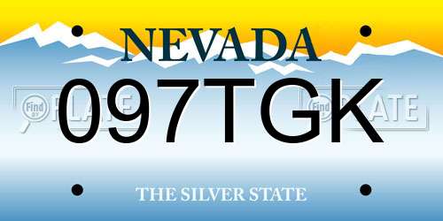 097TGK Nevada License Plate