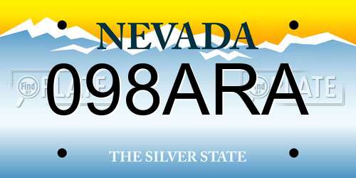 098ARA Nevada License Plate
