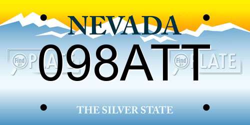 098ATT Nevada License Plate