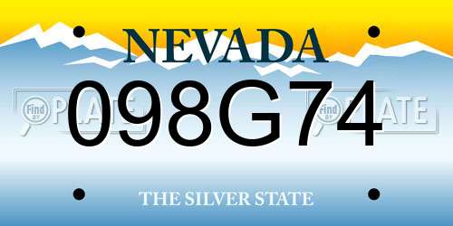 098G74 Nevada License Plate