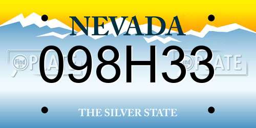 098H33 Nevada License Plate