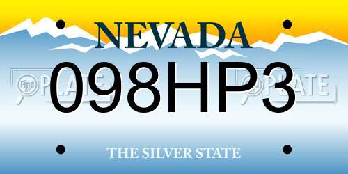 098HP3 Nevada License Plate