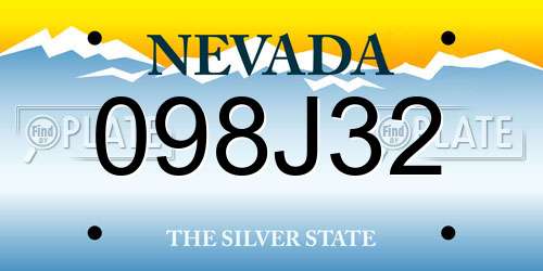 098J32 Nevada License Plate