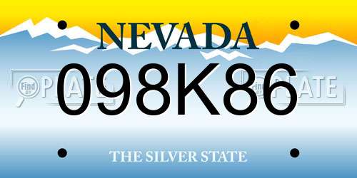 098K86 Nevada License Plate