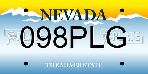 098PLG Nevada License Plate