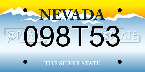 098T53 Nevada License Plate